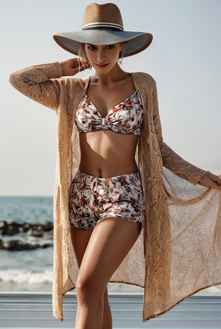3 pieces sexy print bikini women high waist swimsuit cover up swimwear female lady bathing suit swimming summer beachwear 144736