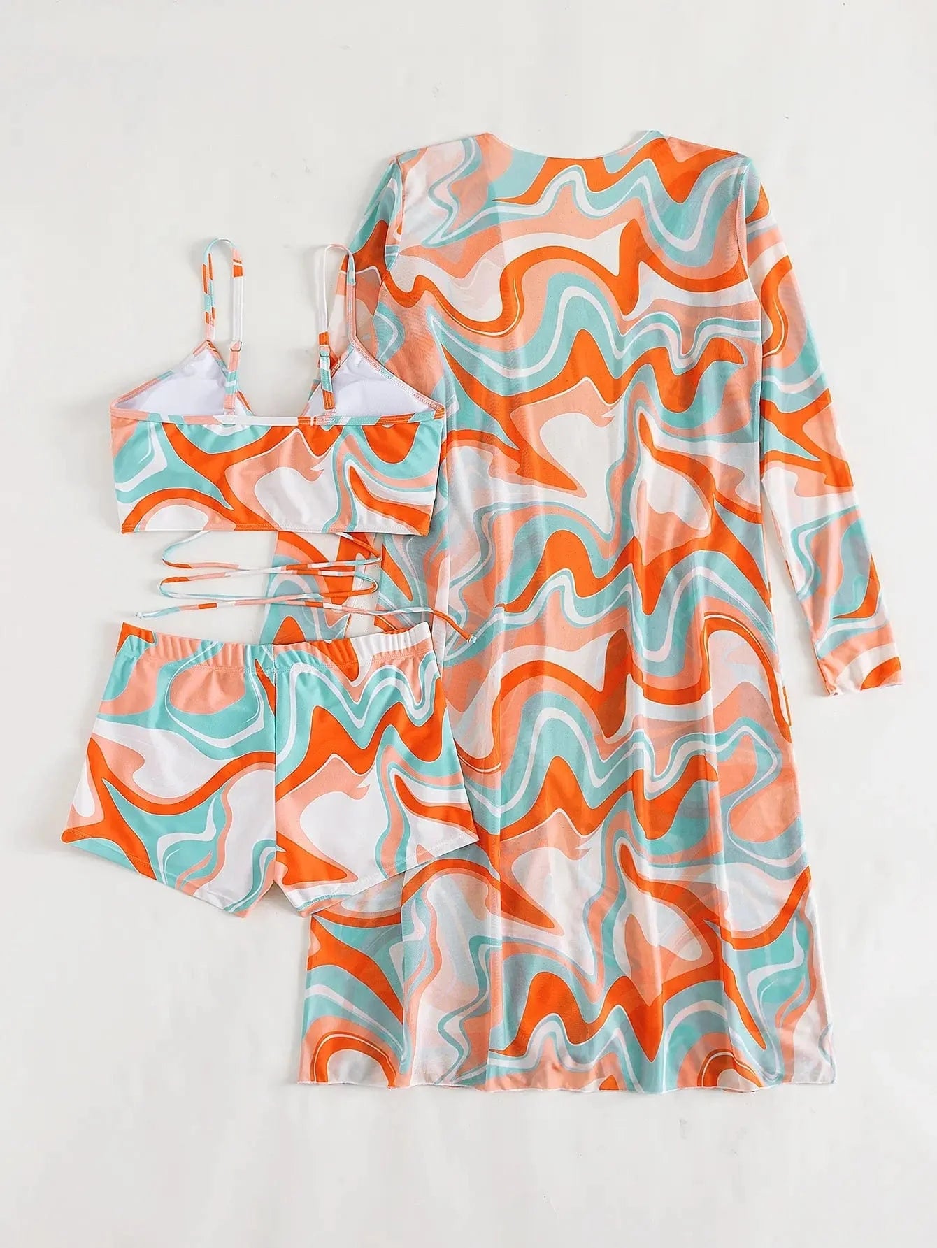 3 Pieces Sexy Print Bikini  Women High Waist Swimsuit Cover Up Swimwear Female Lady Bathing Suit Swimming Summer Beachwear