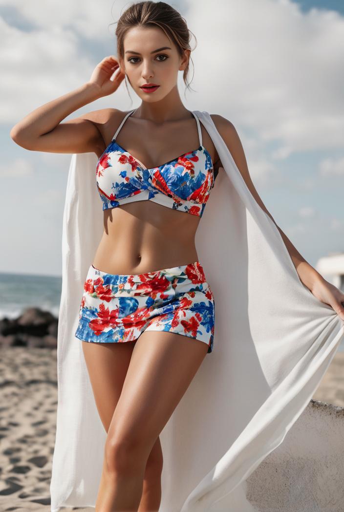 3 pieces sexy print bikini women high waist swimsuit cover up swimwear female lady bathing suit swimming summer beachwear 130036