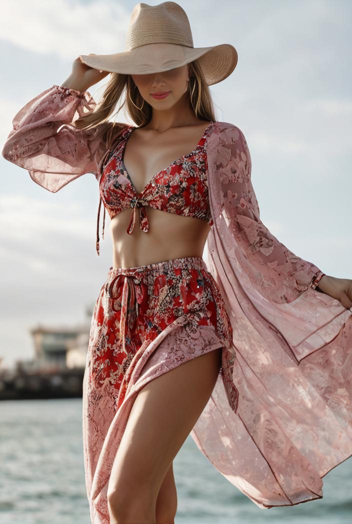 3 pieces sexy print bikini women high waist swimsuit cover up swimwear female lady bathing suit swimming summer beachwear 145066