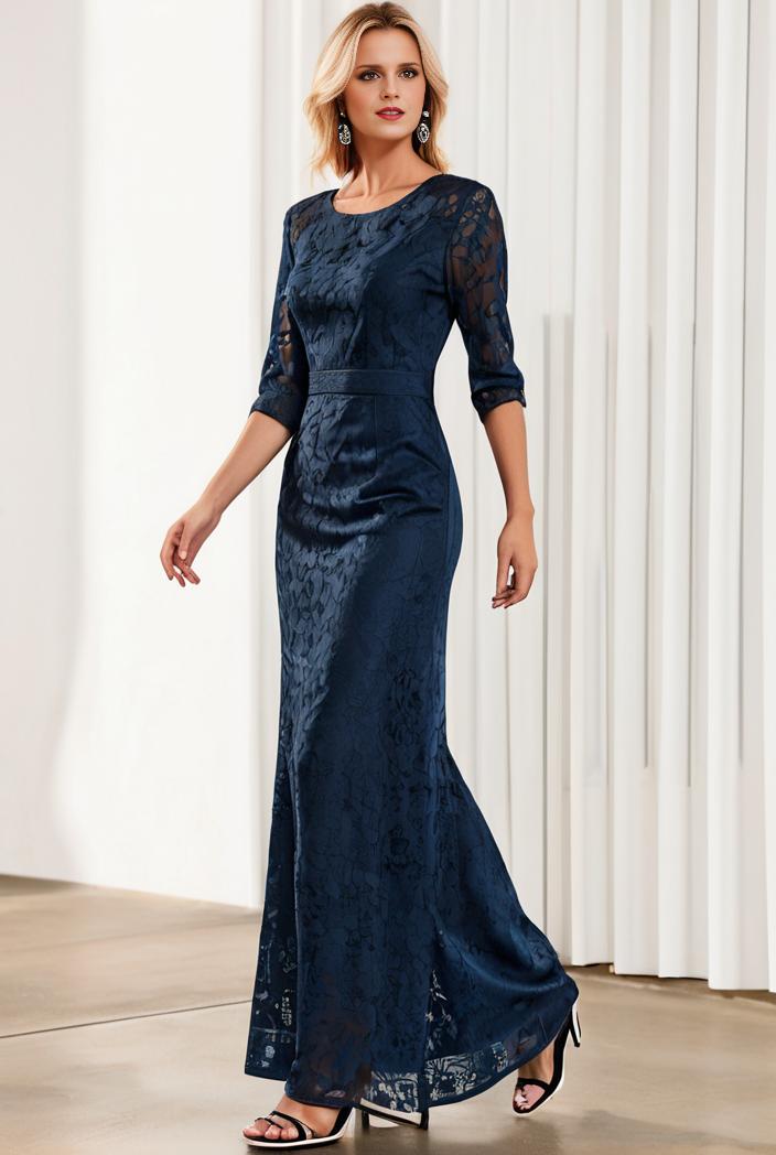 3 4 sleeve bodycon plunging back sequin evening dress 102905