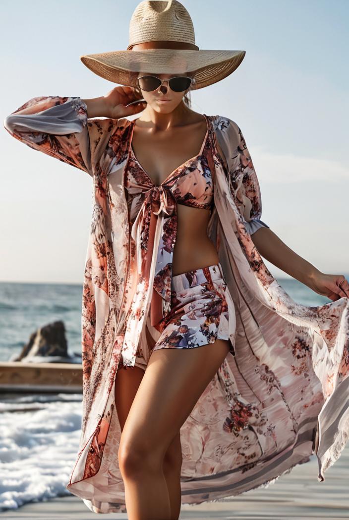 3 pieces sexy print bikini women high waist swimsuit cover up swimwear female lady bathing suit swimming summer beachwear 106637