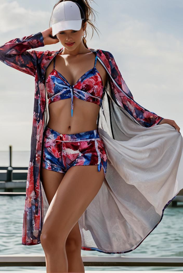 3 pieces sexy print bikini women high waist swimsuit cover up swimwear female lady bathing suit swimming summer beachwear 104059