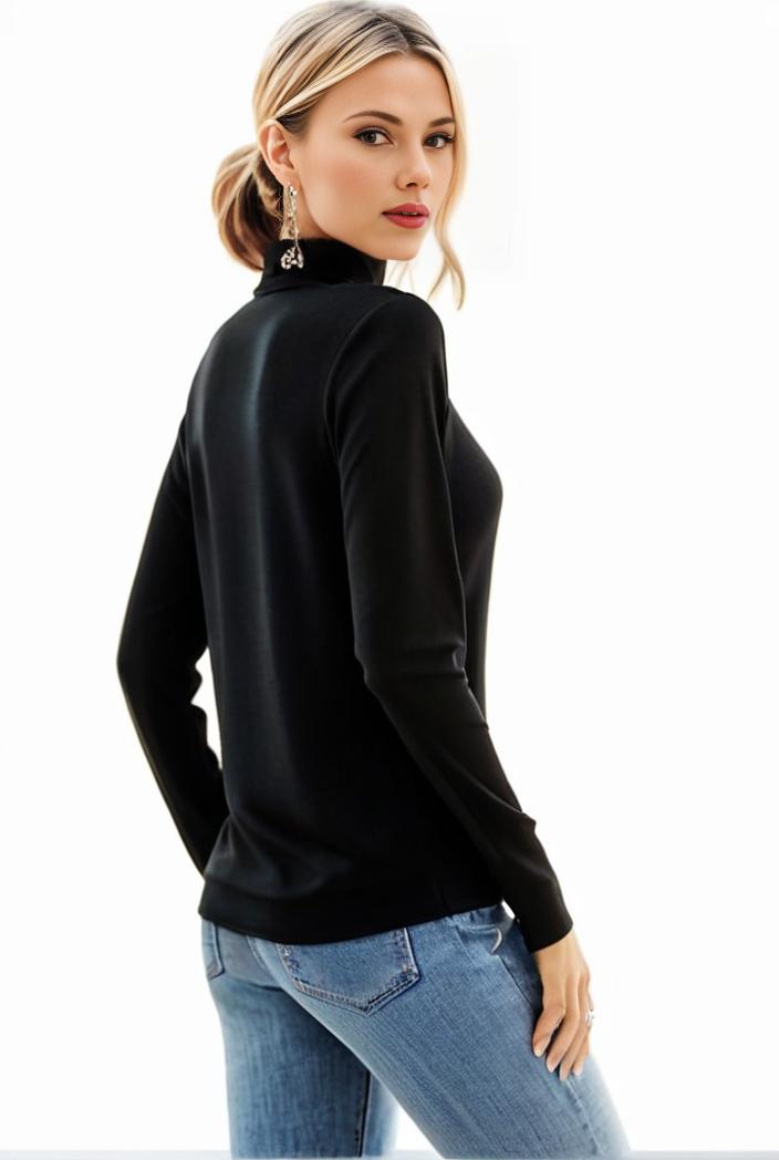 3 sets of turtleneck tees comfy long sleeve shirt perfect for spring autumn women s apparel 104128