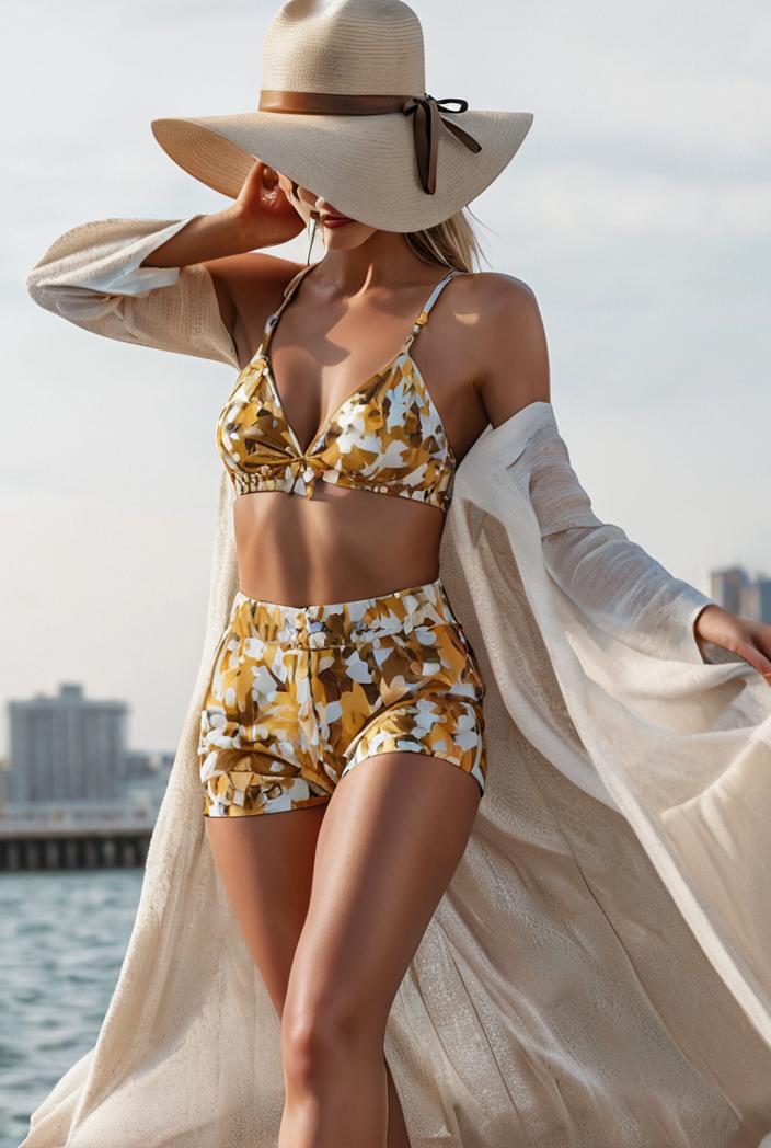 3 pieces sexy print bikini women high waist swimsuit cover up swimwear female lady bathing suit swimming summer beachwear 138976