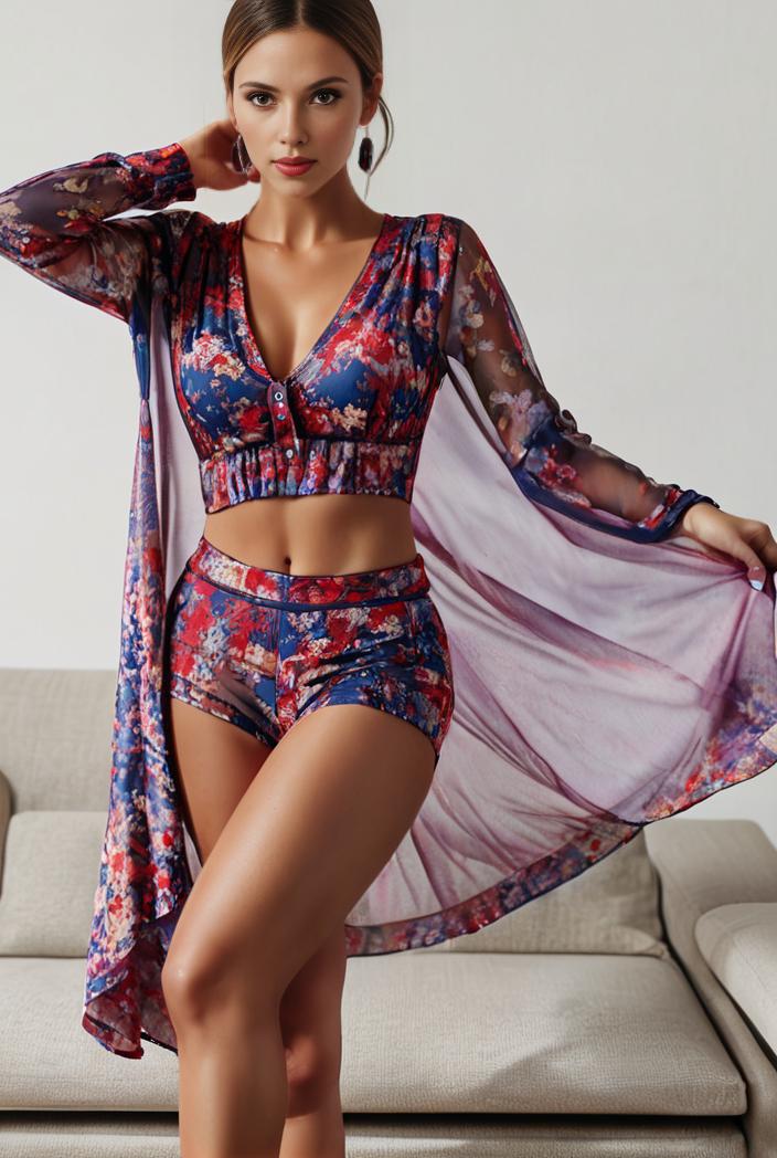 3 pieces sexy print bikini women high waist swimsuit cover up swimwear female lady bathing suit swimming summer beachwear 139103