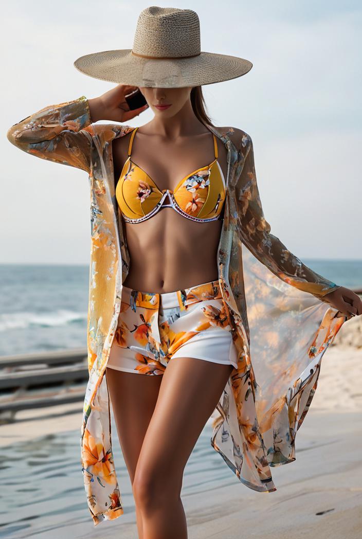 3 pieces sexy print bikini women high waist swimsuit cover up swimwear female lady bathing suit swimming summer beachwear 148196