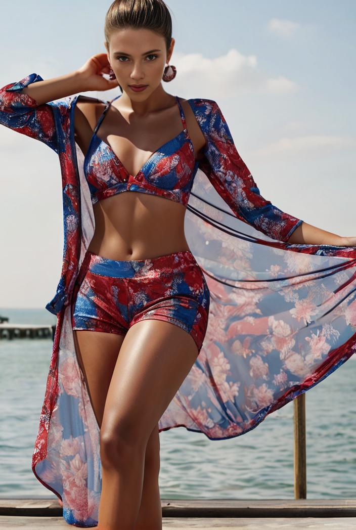 3 pieces sexy print bikini women high waist swimsuit cover up swimwear female lady bathing suit swimming summer beachwear 106611