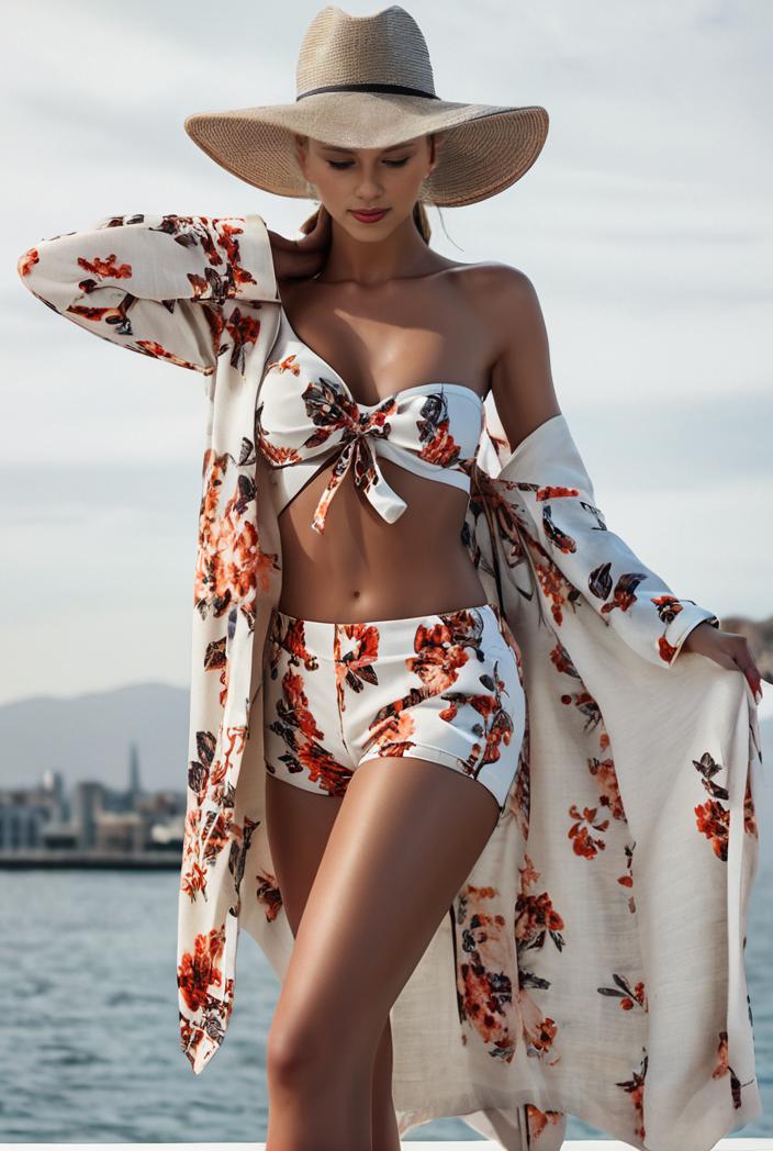 3 pieces sexy print bikini women high waist swimsuit cover up swimwear female lady bathing suit swimming summer beachwear 106620