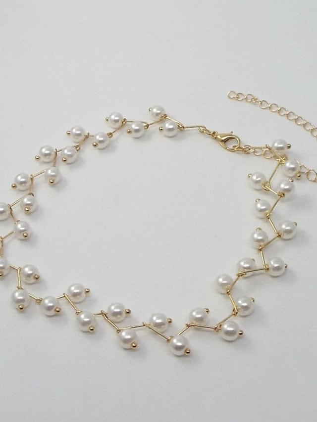 1 Piece Elegant Pearl White Choker Necklace for Women - Timeless Wedding Jewelry