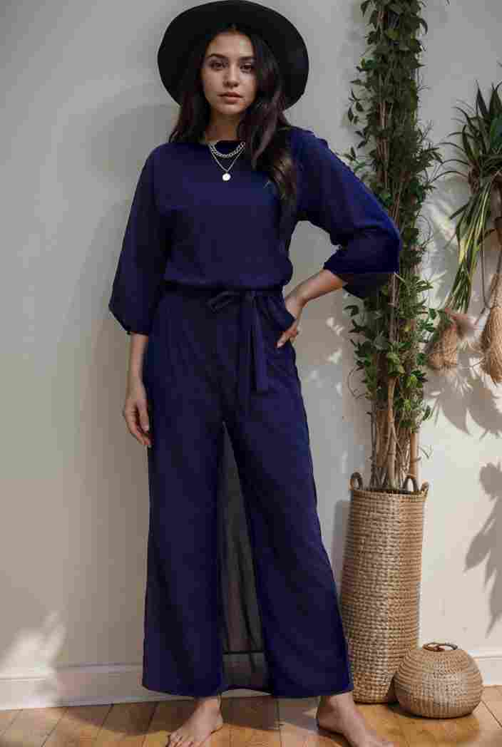 solid color one shoulder short sleeve jumpsuit 119340
