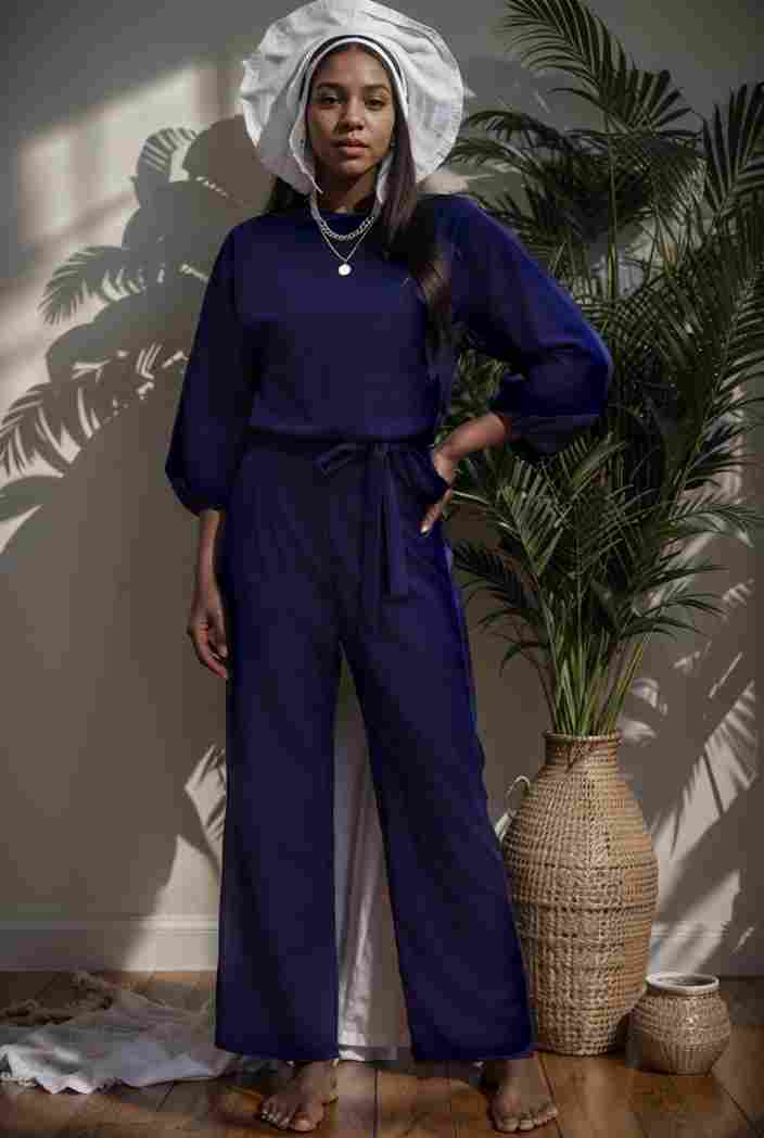solid color one shoulder short sleeve jumpsuit 119341