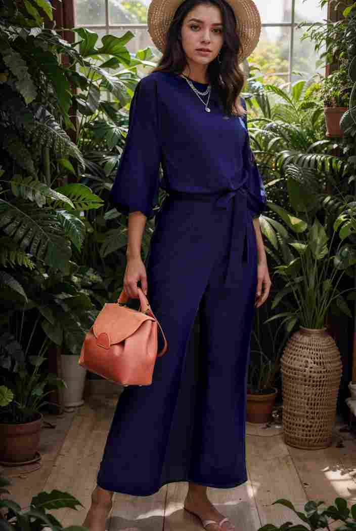 solid color one shoulder short sleeve jumpsuit 119361