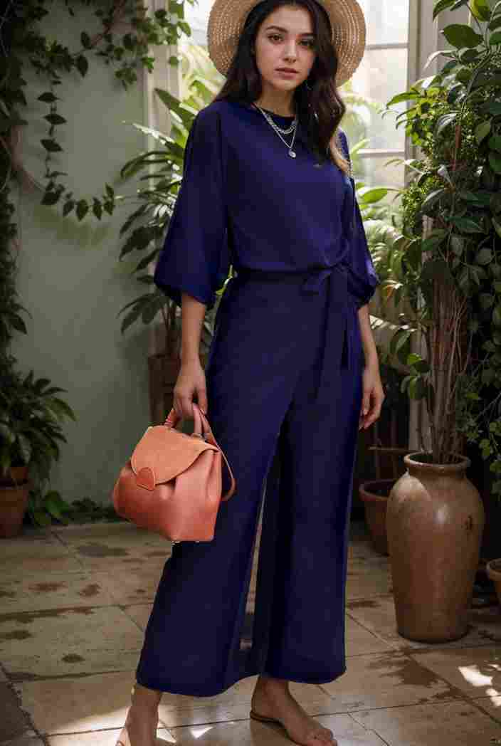 solid color one shoulder short sleeve jumpsuit 119362