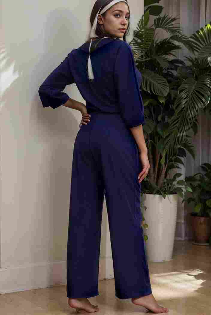 solid color one shoulder short sleeve jumpsuit 119369