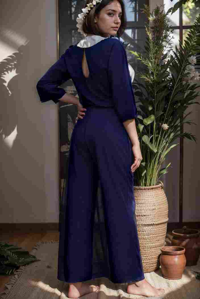 solid color one shoulder short sleeve jumpsuit 119370