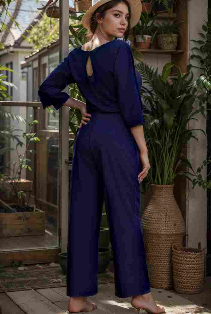 solid color one shoulder short sleeve jumpsuit 119372