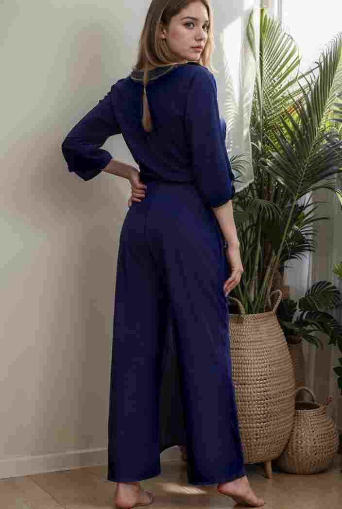 solid color one shoulder short sleeve jumpsuit 119375