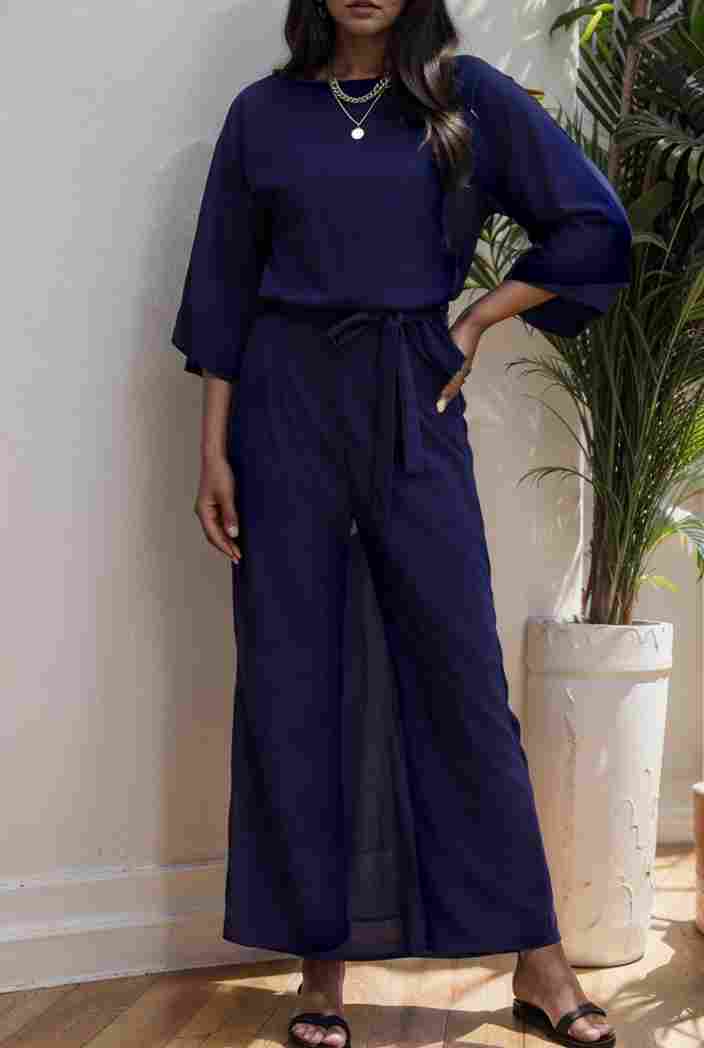 solid color one shoulder short sleeve jumpsuit 119376