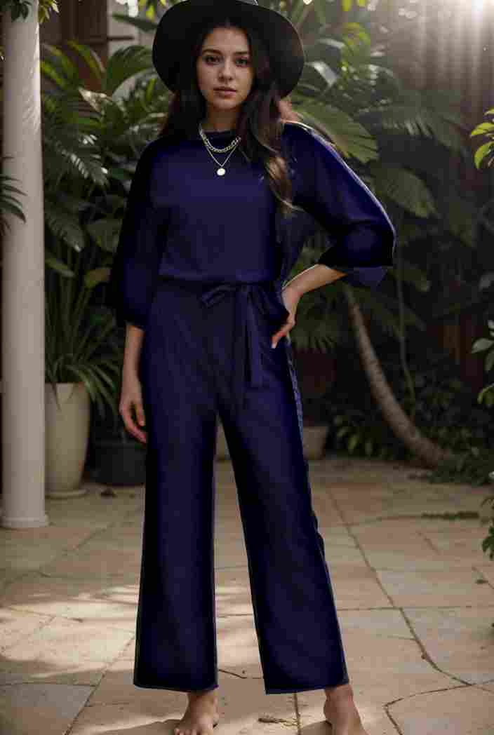solid color one shoulder short sleeve jumpsuit 119387