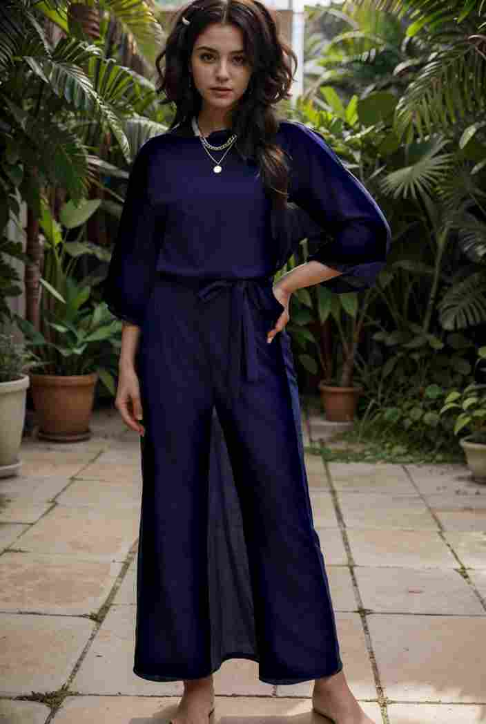 solid color one shoulder short sleeve jumpsuit 119394