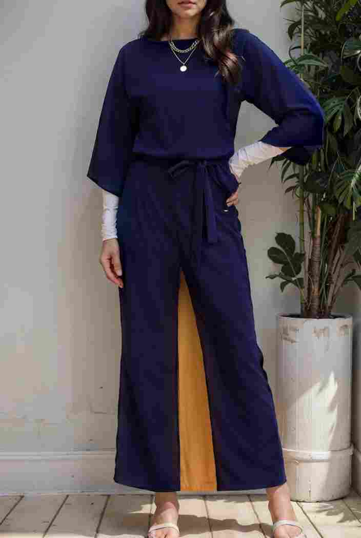 solid color one shoulder short sleeve jumpsuit 119396