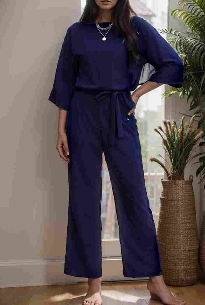 solid color one shoulder short sleeve jumpsuit 119399