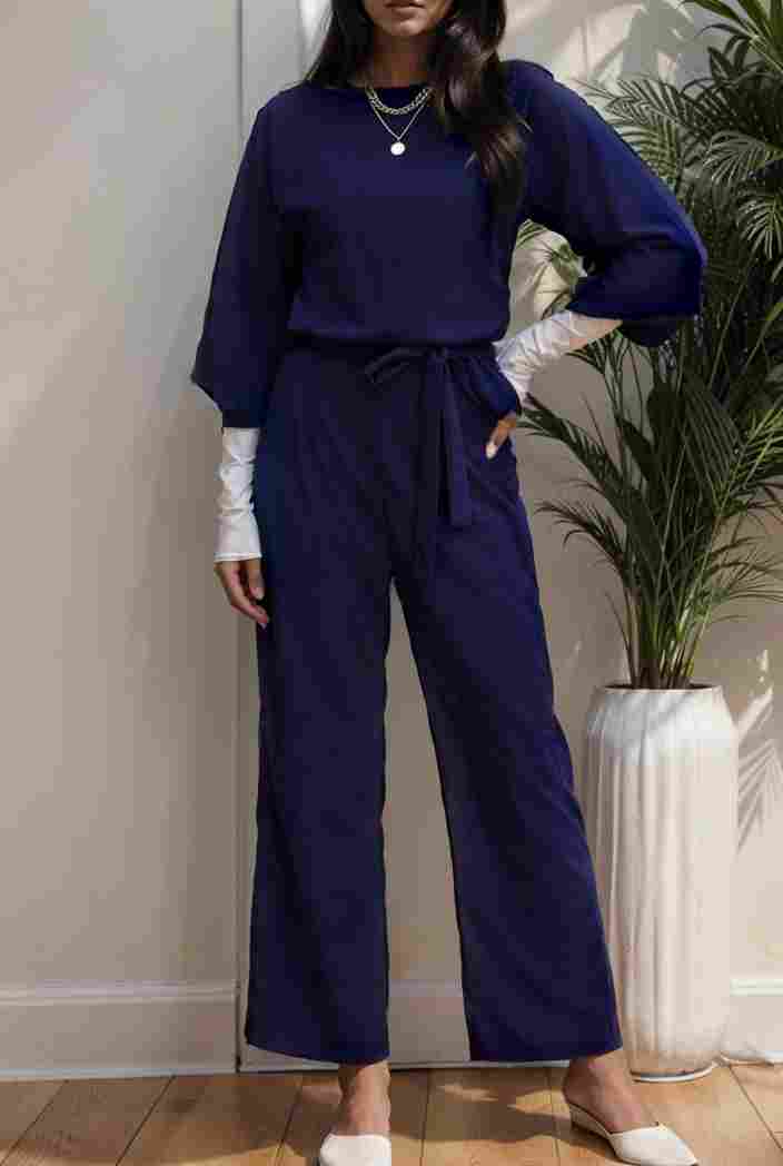 solid color one shoulder short sleeve jumpsuit 119402