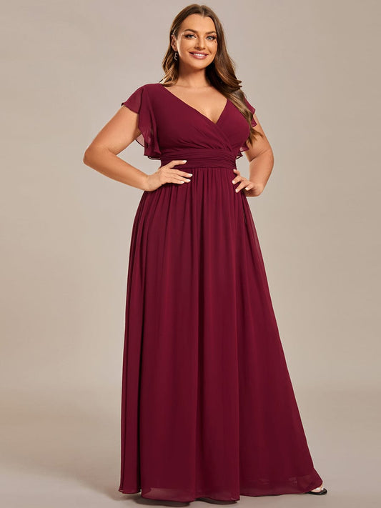 Chic Plus Size Chiffon Pleated A-Line Bridesmaid Dress with Back Cutout