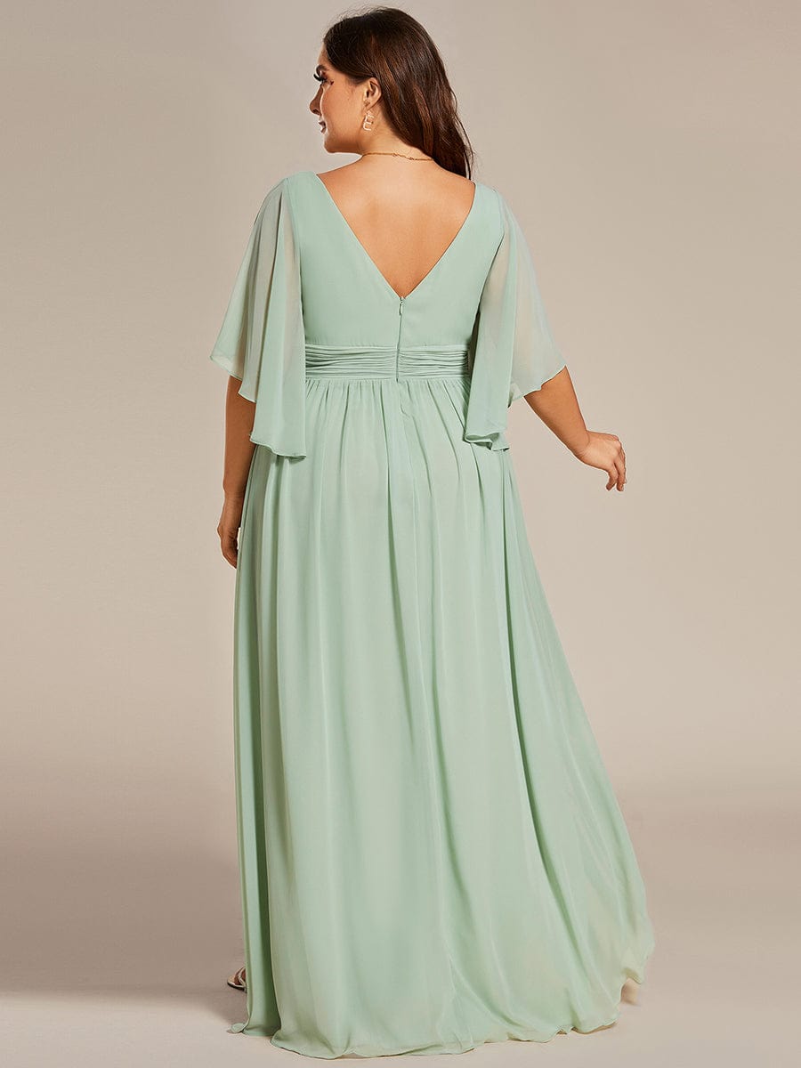 Chiffon A-Line Bridesmaid Dress with Half Sleeves and High Slit