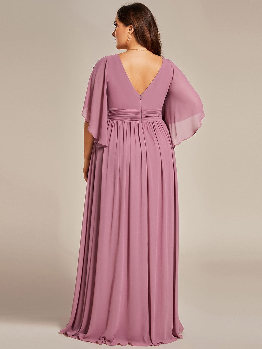 Chiffon A-Line Bridesmaid Dress with Half Sleeves and High Slit